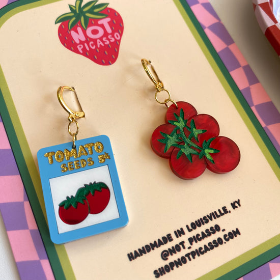 Tomato Seed Mismatched Acrylic Earrings