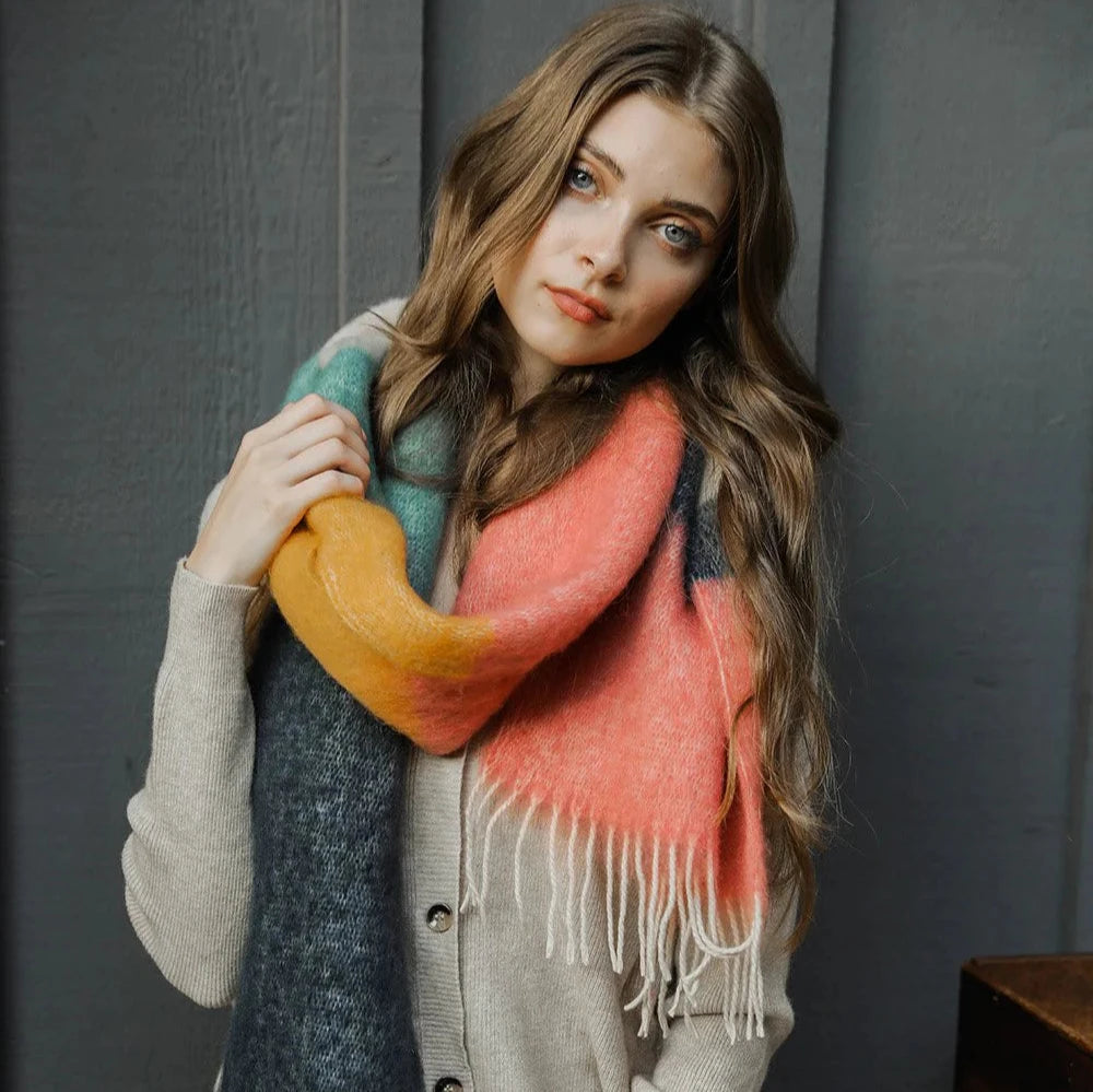 ColorBlock Faux Mohair Scarf