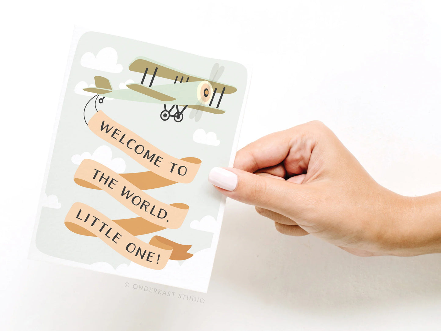 Welcome To The World Little One Plane Banner Greeting Card