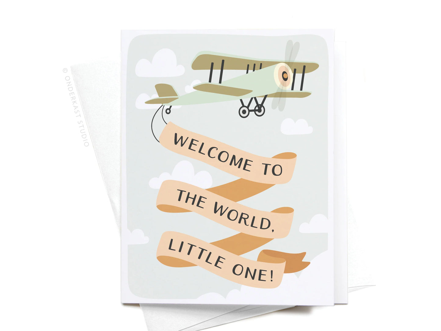 Welcome To The World Little One Plane Banner Greeting Card