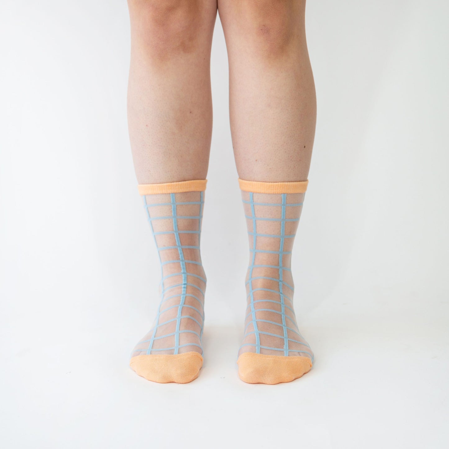 Melon Blues Grid Sheer Mesh Socks