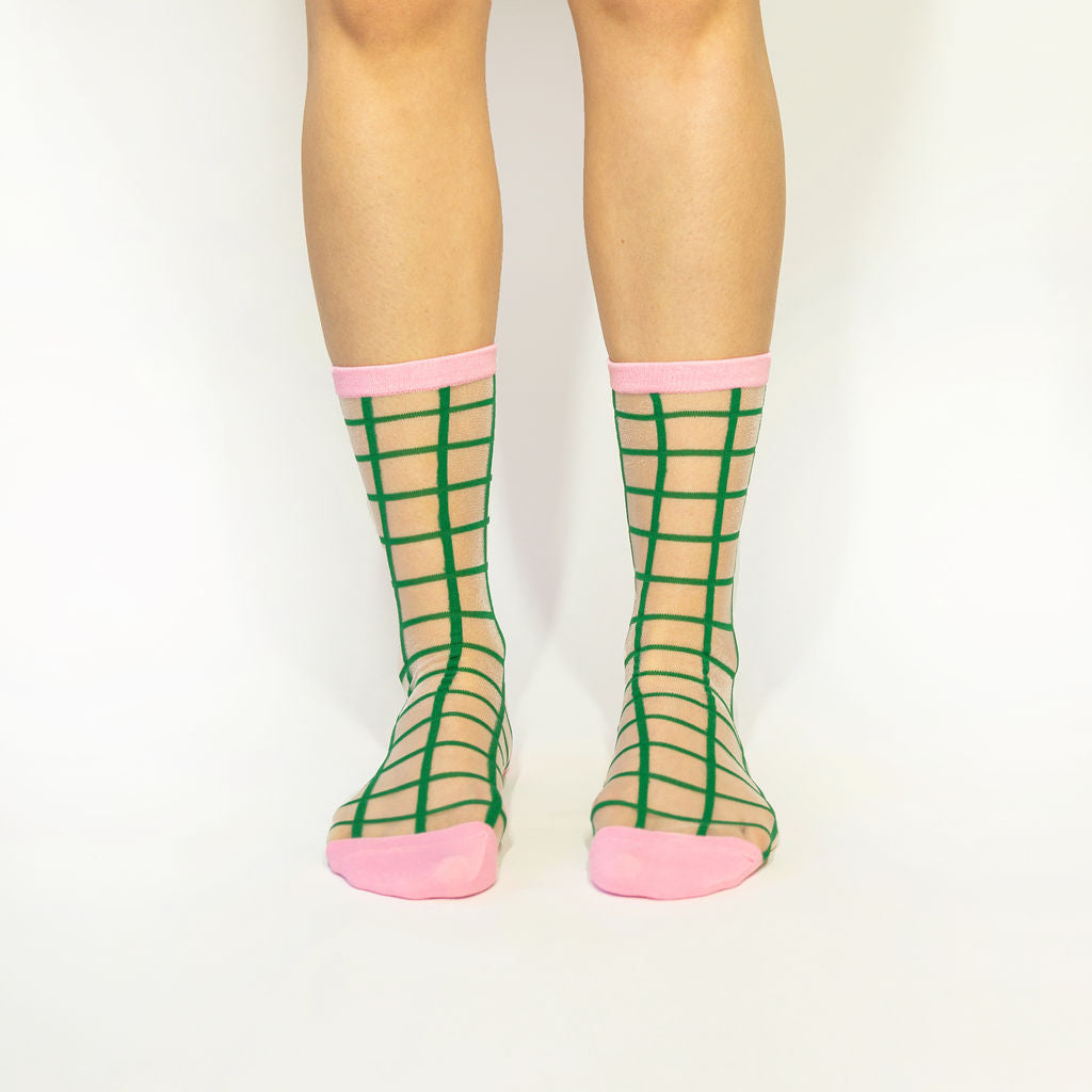 Tulip Grid Sheer Mesh Socks