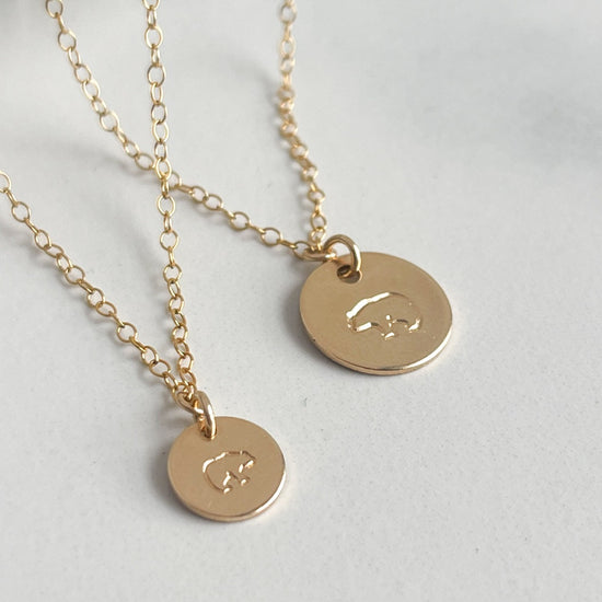 Mama Bear & Baby Bear Necklace Set - 14k Gold Filled