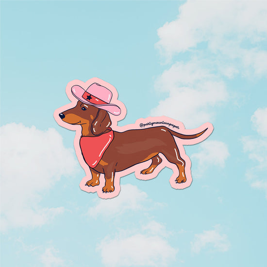 Weenie Dog Cowboy Vinyl Sticker