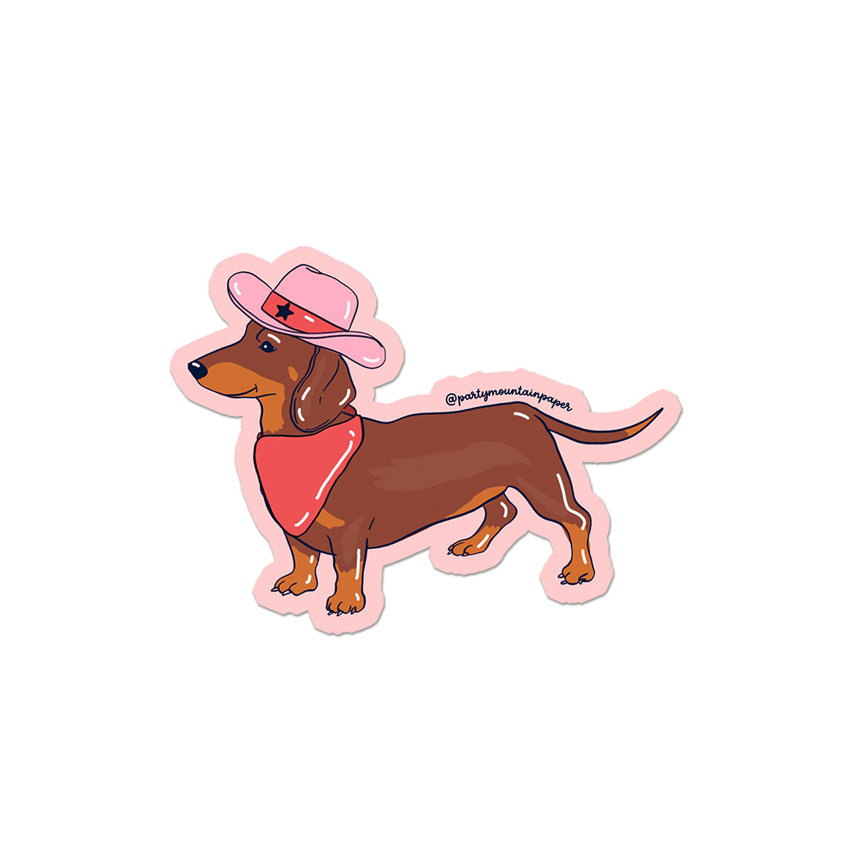 Weenie Dog Cowboy Vinyl Sticker