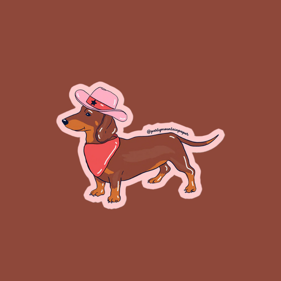 Weenie Dog Cowboy Vinyl Sticker