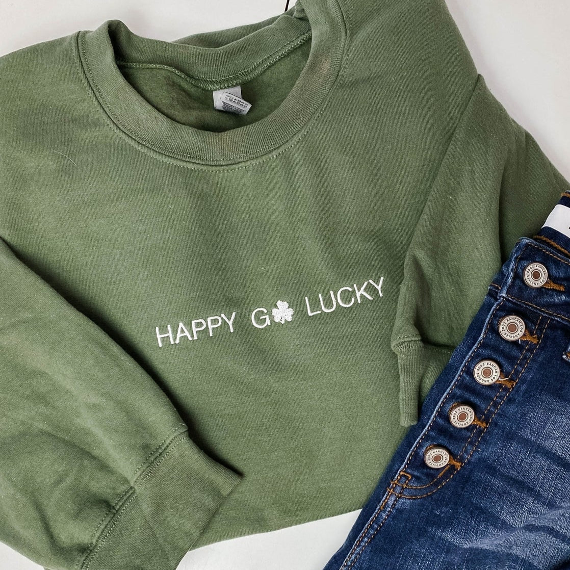 Happy Go Lucky Embroidered Sweatshirt