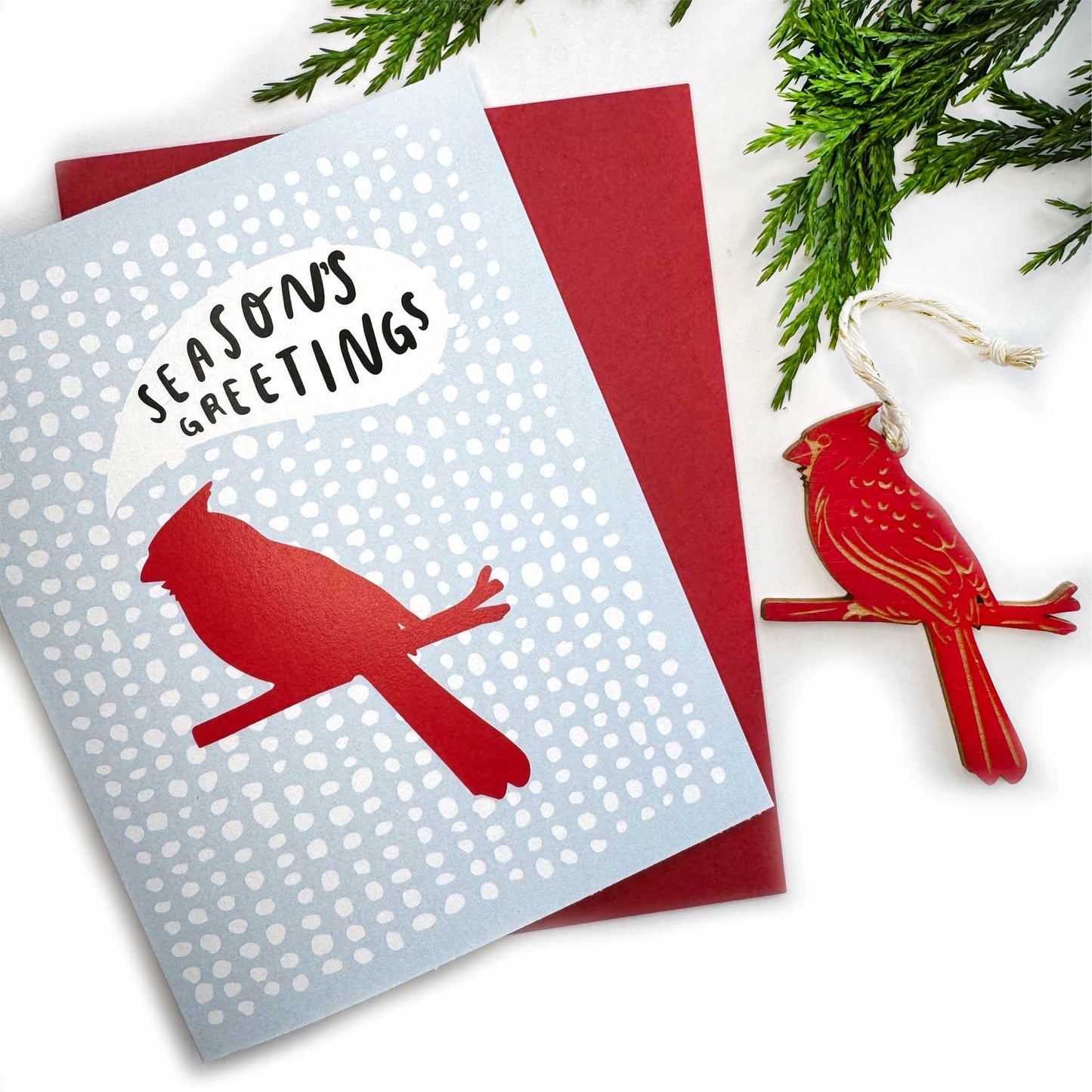 Cardinal Seasons Greetings - Ornament w/ Card