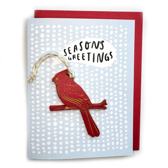 Cardinal Seasons Greetings - Ornament w/ Card