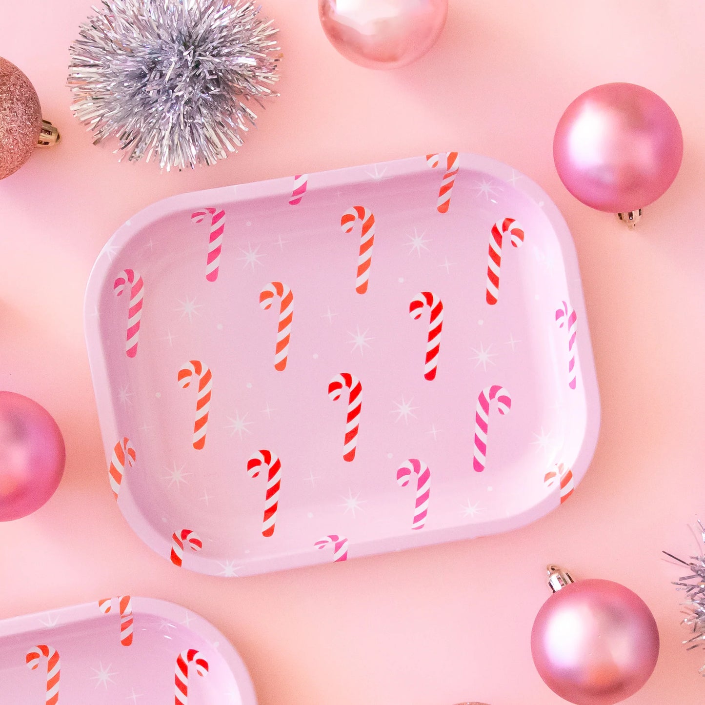 Candy Cane Metal Tray