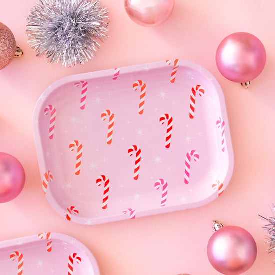 Candy Cane Metal Tray