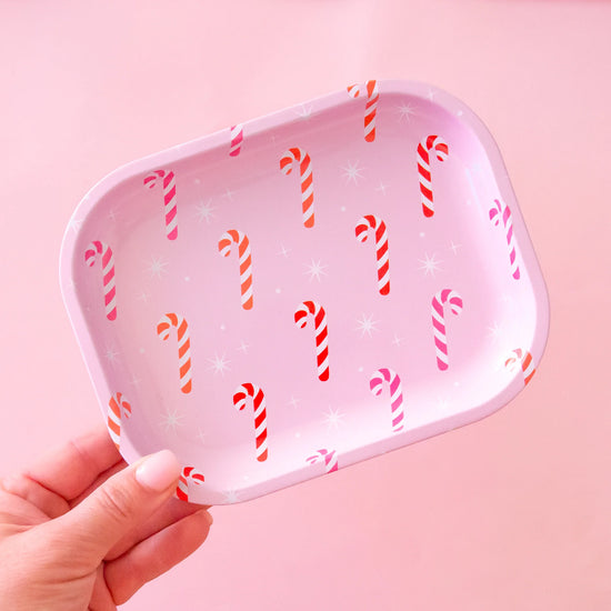 Candy Cane Metal Tray