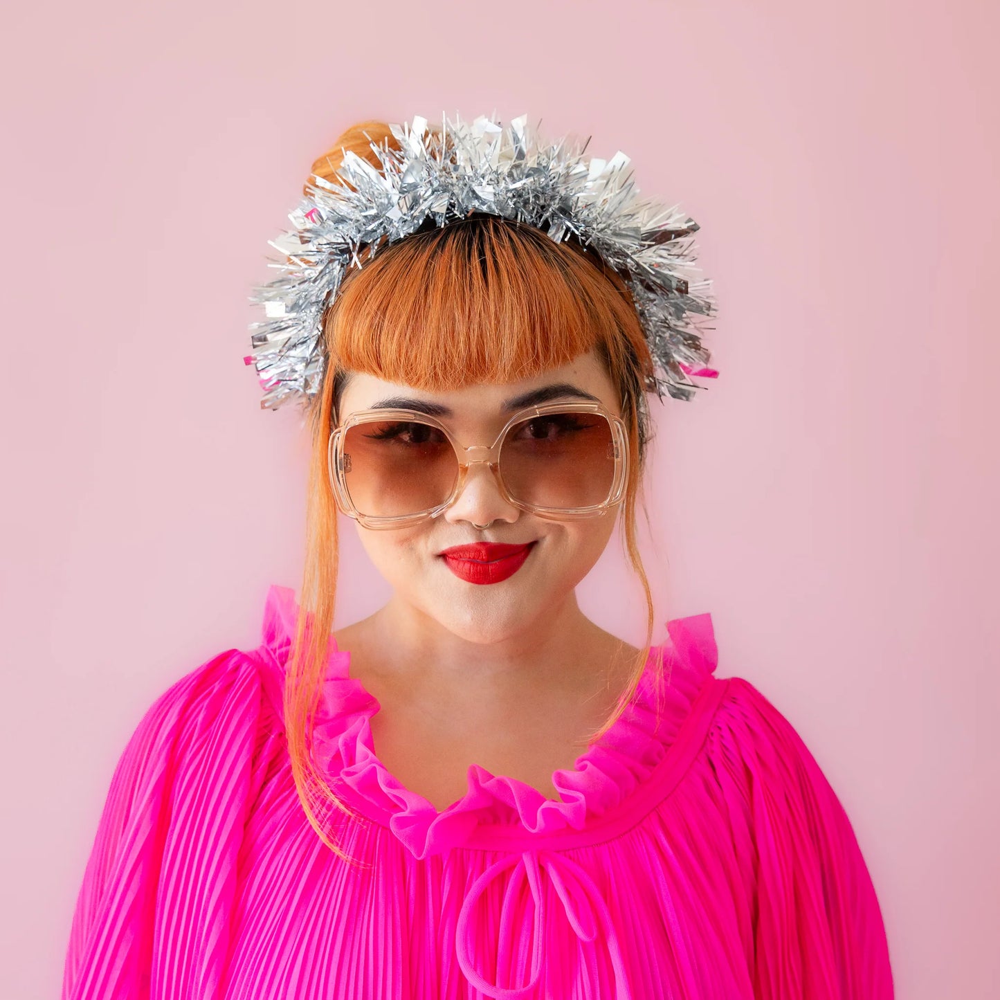 Holiday Tinsel Headband Silver