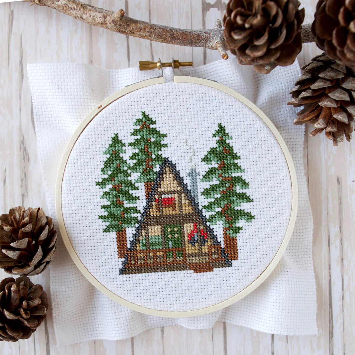 A-Frame Cabin Cross Stitch Kit