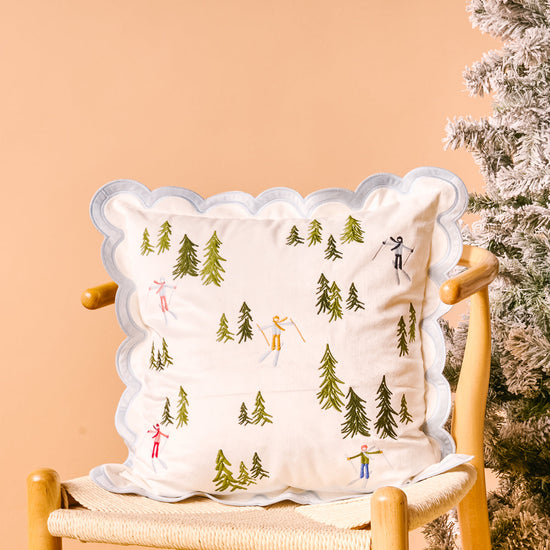 Scalloped Square Throw Pillow - Aprés Ski