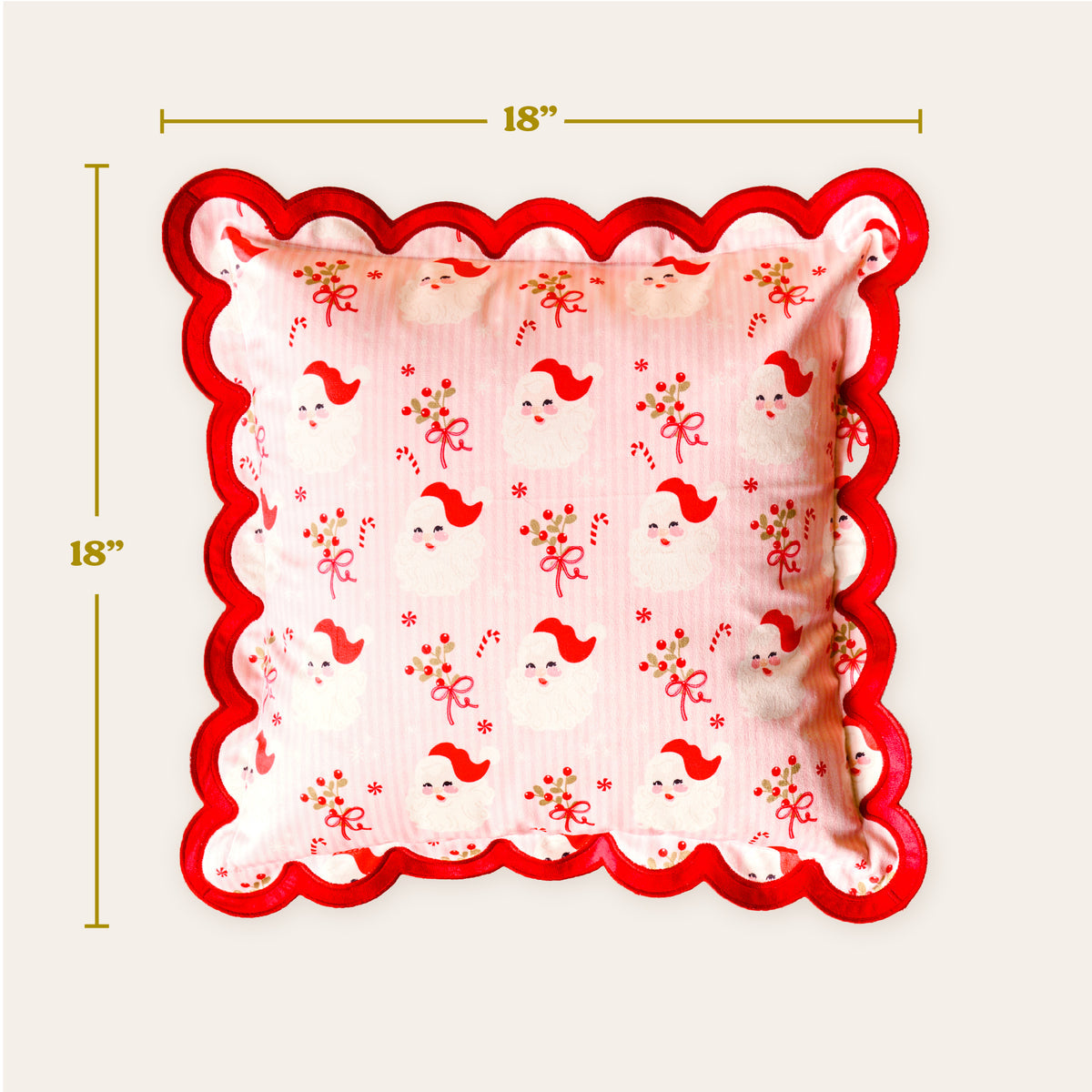 Scalloped Throw Pillow - Holly Jolly Santa