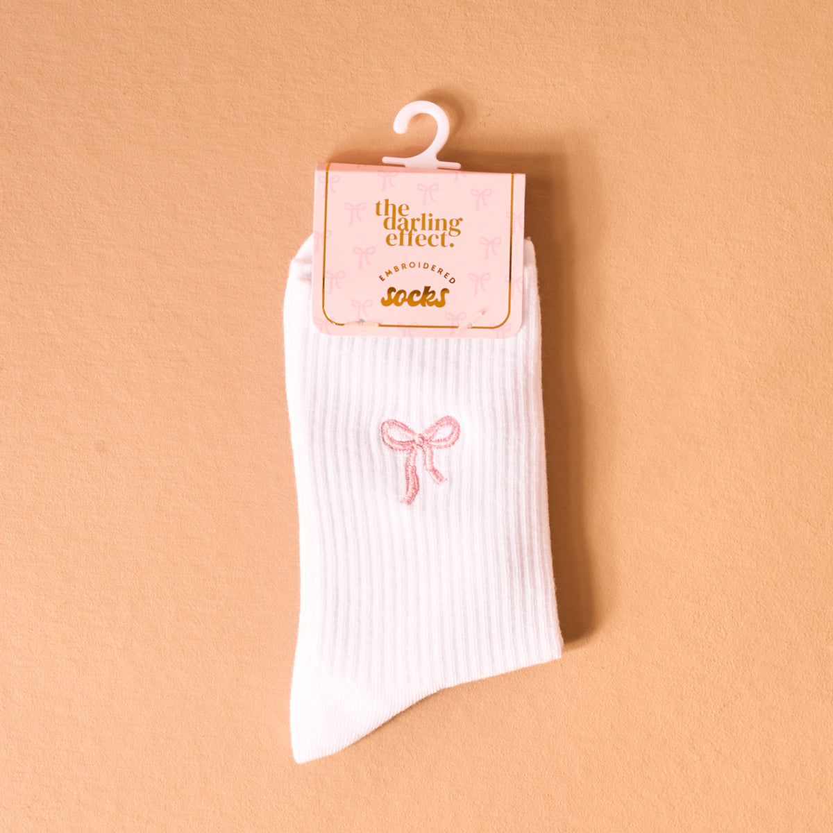 Embroidered Pink Bow Socks