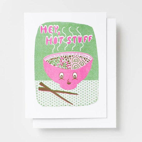 Hey Hot Stuff Ramen Risograph Greeting Card