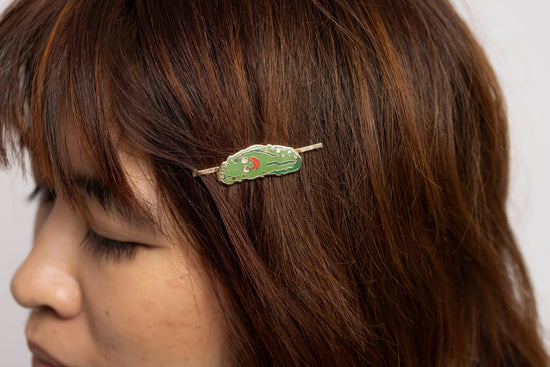 Pickle Guy Hairpin - 18k Gold Barrette Hair Pin