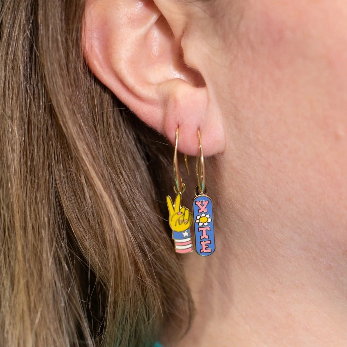 Vote Mismatched 18k Gold Drop Earrings