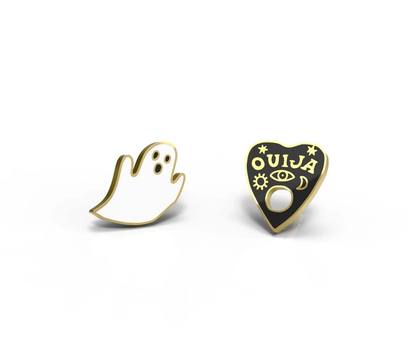 Ghost + Ouija Spooky Mismatched Gold Statement Studs