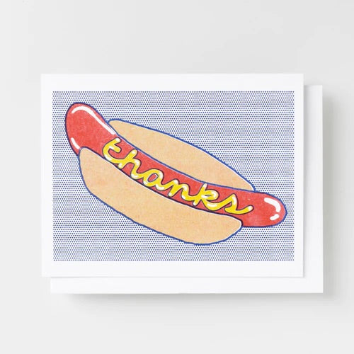 Thanks Frank Hot Dog Risograph Greeting Card