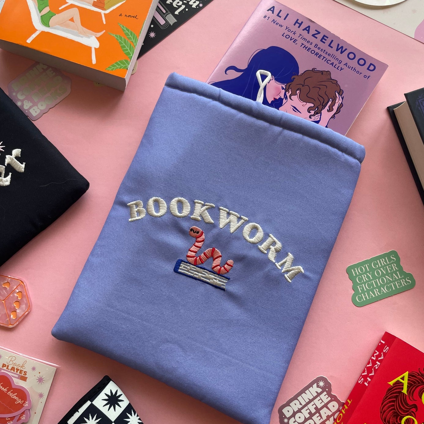 Bookworm Embroidered Book Sleeve & Kindle Sleeve