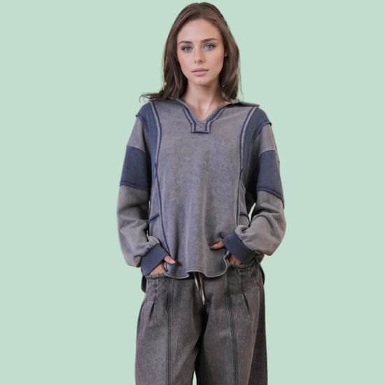 Mineral Washed Oversized French Terry Knit Top
