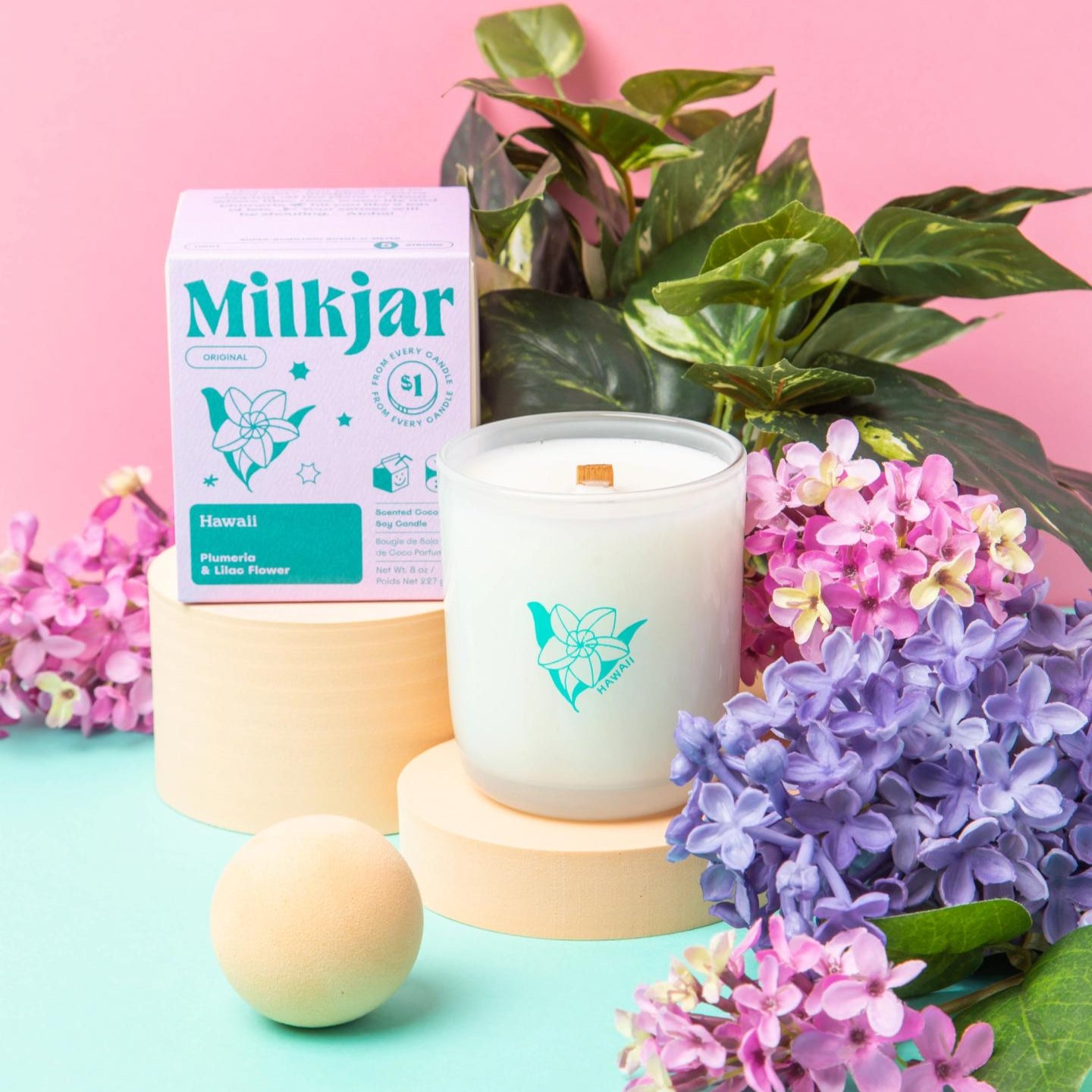 Hawaii Coconut Soy Wax Candle - Plumeria & Lilac Flower