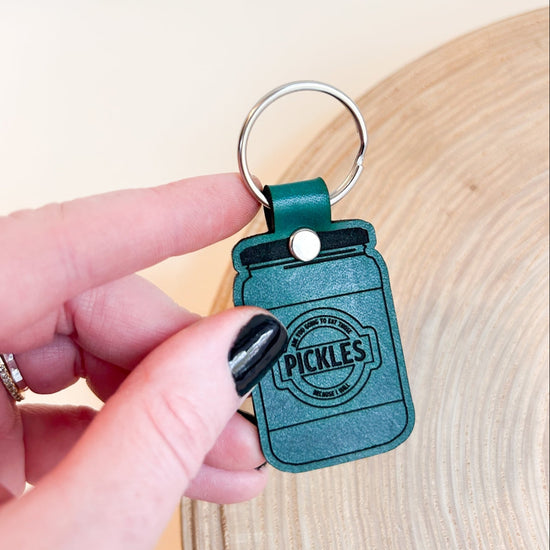 Pickle Jar Leather Keychain