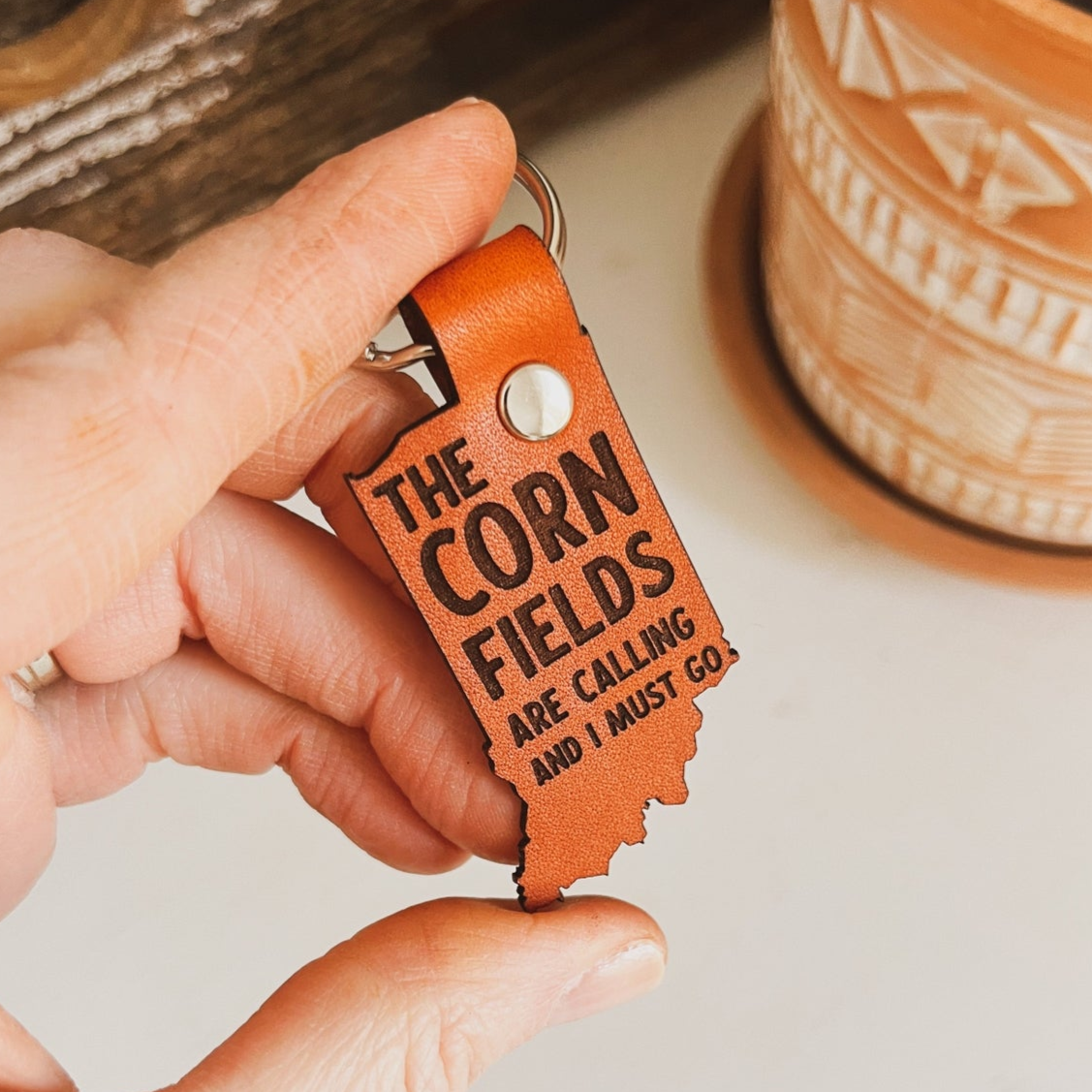 Indiana Keychain - The Cornfields are Calling and I Must Go