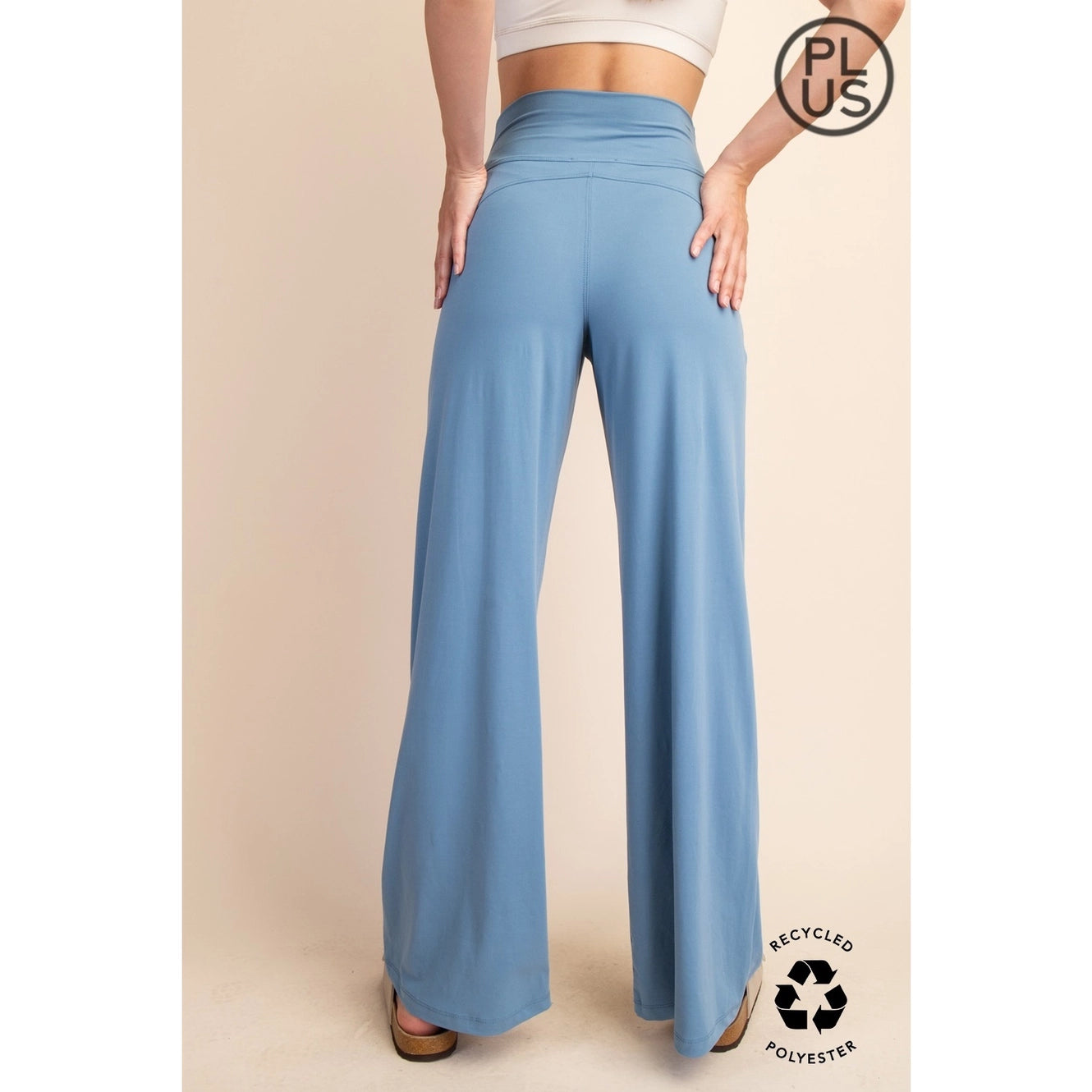 Dusty Blue V-Waist Butter Wide Leg Pant