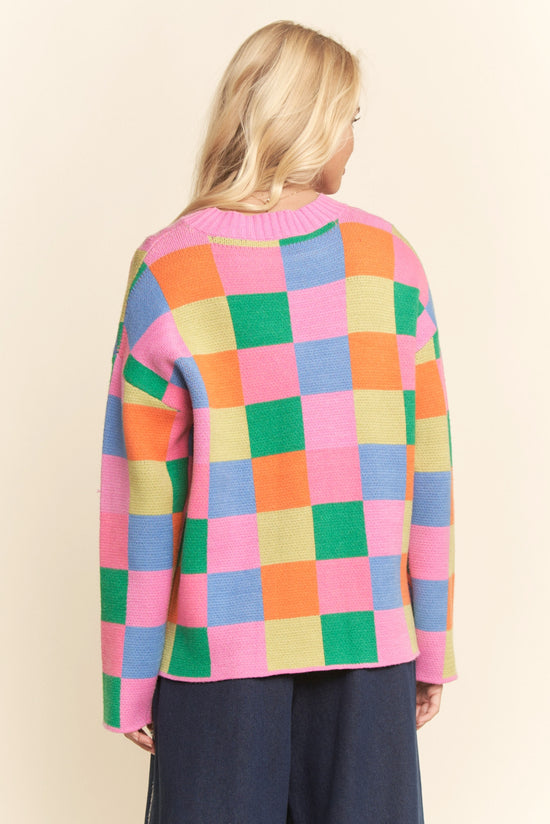 Multi Color Blocked Pullover Sweater Top