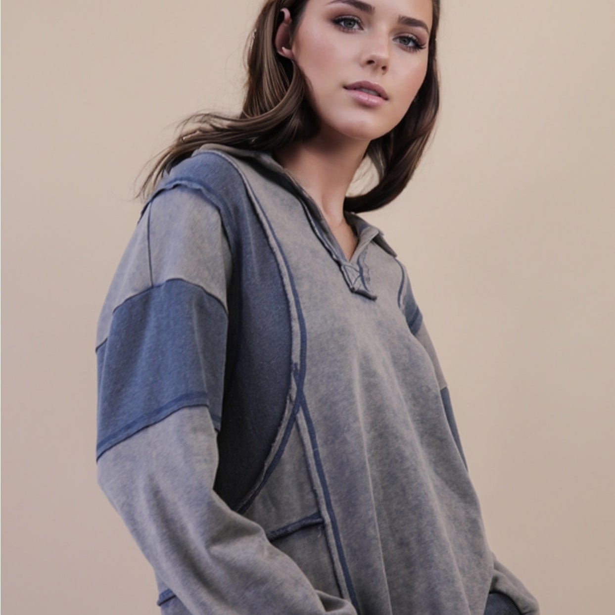 Mineral Washed Oversized French Terry Knit Top