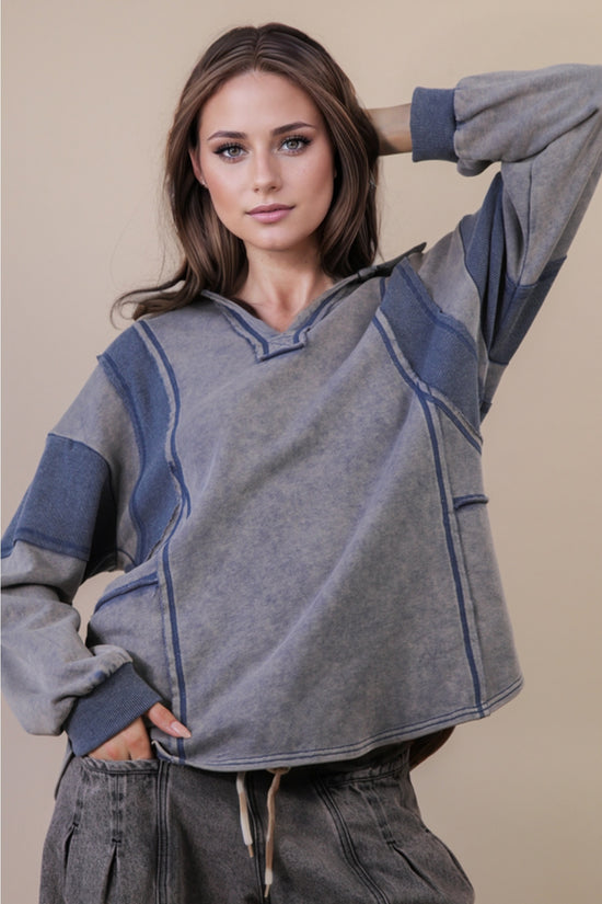 Mineral Washed Oversized French Terry Knit Top
