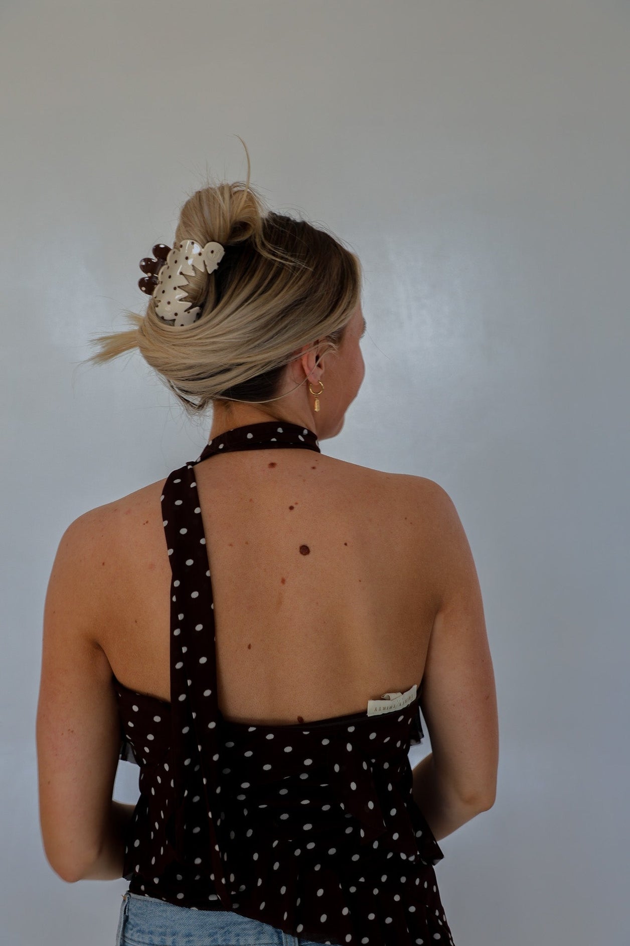 Brown & Cream Petal Arch Claw Clip