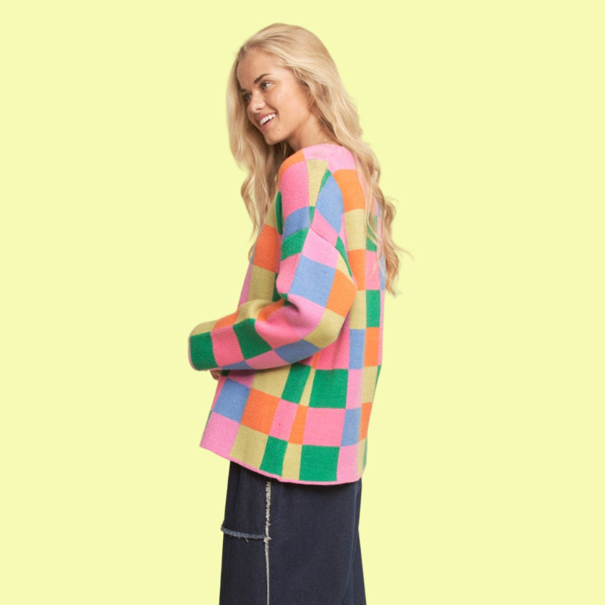 Multi Color Blocked Pullover Sweater Top