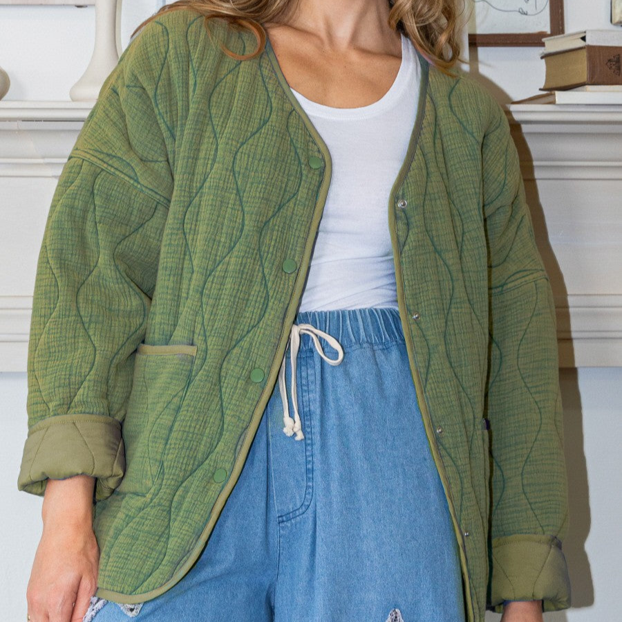 Quilted Army Green Jacket