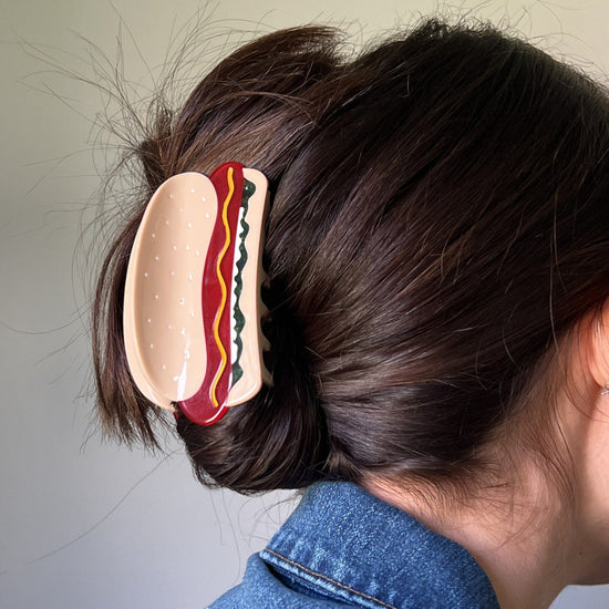 Hot Dog Hair Claw Clip - All The Fixins Chicago Dog