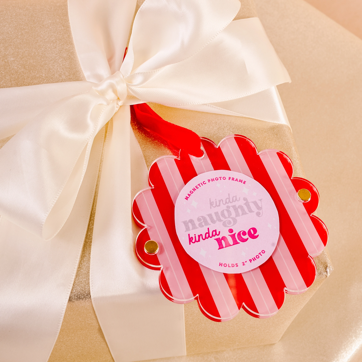 Picture Frame Ornament - Peppermint Stripes