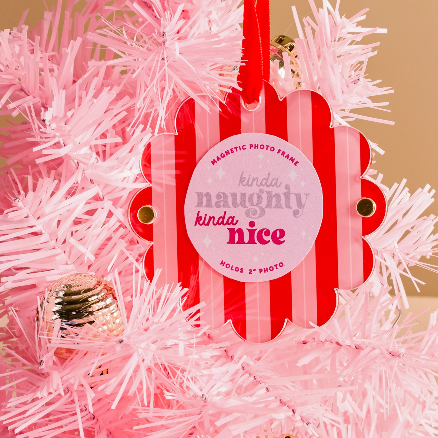 Picture Frame Ornament - Peppermint Stripes