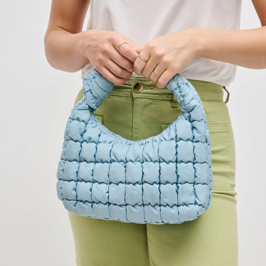 Radiance Quilted Puffer Nylon Bag - Sky Blue