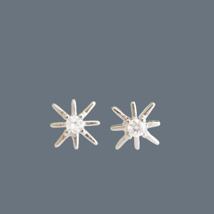 Holiday Silver Star Stud Earrings