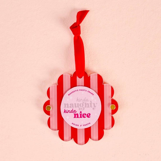 Picture Frame Ornament - Peppermint Stripes