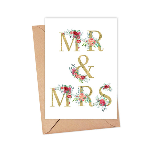 Mr and Mrs Wedding Card - Newlyweds Card - Just Married Card